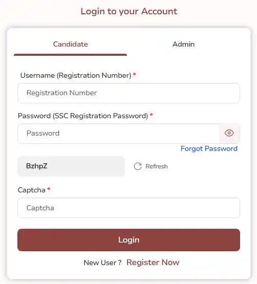 SC JHT Admit Card Download Page